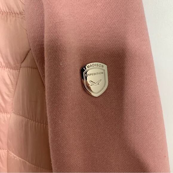 1 Madison insulated hybrid puffer hooded full zip jacket size XL pink rose - Picture 4 of 7